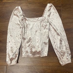 Anthropologie Jessima Square Neck Velvet Top in Blush Size Small